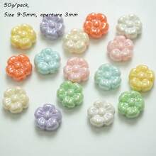 20pcs Colorful AB Solid Color Small Flower DIY Transparent Straight Hole Phone Chain Bead Material Phone Case Patch Accessories - Multicolor - View 32
