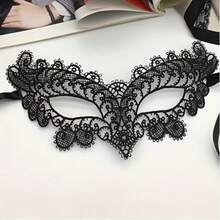 1件裝黑色蕾絲化裝舞會半臉面具 女款，萬聖節 Cosplay 派對可愛眼罩面紗 - 查看 9