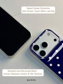 GIIPPA 1件白色底海軍藍鏤空波點圖案設計手機殼，適用於Phone 17 Pro Max，相容Phone 16 Pro Max、15 Pro Max、14 Pro Max，韓系高端時尚趣味手機殼，相容11/12/13/14/15/16 Pro Max Plus，優雅設計男女皆宜，送給女友的聖誕節、情人節、復活節、婚禮季和生日完美禮物 - 藏蓝色 - 查看 6
