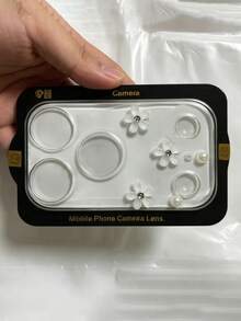 Fashionable Cute Pink Flower Pearl Transparent Glass Camera Lens Protector For IPhone 17 Pro Max 17 Pro - Pearl-like Transparent Flowers - View 1
