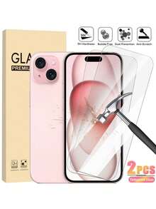 2片裝高清晰全螢幕鋼化玻璃螢幕保護貼，相容 iPhone 17/16/16e/16Pro/15/15Pro/14/Promax/11/X/Xs/7/8Plus 系列，9H 硬度，防摔保護 - 無色 - 查看 25