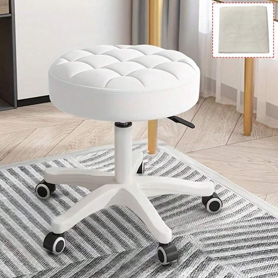 Adjustable Height Swivel Chair With Soft Sponge Seat And Stable Metal Base – Ideal For Home, Kitchen Island, Or Workspace Use. Features Smooth 360-Degree Rotation, Easy Height Adjustment Via Hydraulic Mechanism, And Ergonomic Design For Everyday Comf - White - View 1