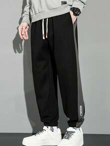 Men's Side Tape Drawstring Sweatpants - Black - View 3