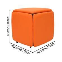 YUNRUX Multifunctional Sofa Ottoman, 5-In-1 Sofa Ottoman, Stackable Combination Ottoman - Burnt Orange - View 2