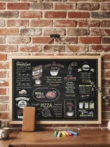 Haus Hana 1pc Wooden Small Chalkboard, Fashionable Double-Sided Hanging Message Board, DIY Handwritten Advertising Menu Display, Soft Cork Board With Oak Wood Frame, Decoration For Office And Home, Message Or Vision Board For Home And School - Black - View 3
