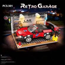Vintage Garage Building Block Set, 3D Model Repair Shop Scene Display Toy, Car Enthusiast Desktop Home Decor, Birthday Christmas Father's Day Gift, DIY Handmade Assembly Activity, Vehicle Building Decoration Collectible - Multicolor - View 14