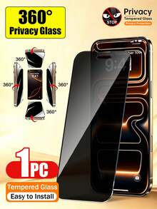 Yezodawee 4向360°隱私螢幕保護貼，適用於，相容 16 Pro 6.3"，全螢幕防刮防窺鋼化玻璃膜，9H硬度，4方向360°全方位隱私保護，Face ID靈敏，相容 18 Pro Max 17 Pro Max/17 Pro/17 Air/17/16e 6.1" 15 Pro Max/14Plus/13Pro 12Mini Xs Pro Max - 黑色 - 查看 2
