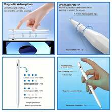 Caneta Capacitiva Recarregavel Universal Para Tablet E Celular Ponta Fina De Alta Precisao Desenho E Escrita Sem Bluetooth Sensor De Inclinacao - branco - Visão 9