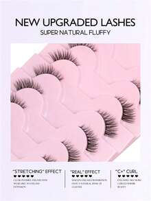 Natural Half Eyelashes Cat Eye Fox Eye Faux Mink False Eyelashes | Clear Band 3D Slender Natural Curl | Soft Natural Voluminous Lashes Suitable For Work Dates Brunch Video Calls Passport Photos Wedding Guests Travel Festival Looks - Black - View 6