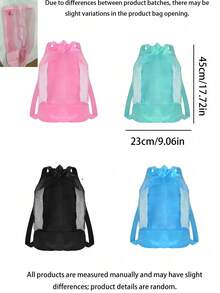1pc Large Capacity Beach Bag, Mesh Beach Bag, Breathable Drawstring Mesh Bag, Beach Storage Bag, Shell Storage Bag, Suitable For Holiday Essentials, Travel Essentials, Swimming Pool Accessories, Outdoor Sports, Beach Essentials, Camping, Summer - Multicolor - View 10