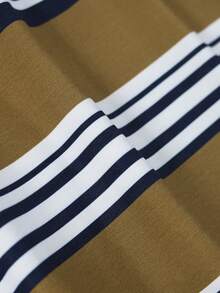 1pc Tween Boys Minimalist Preppy Striped Long Sleeve Loose Fit Polo Shirt - Multicolor - View 4