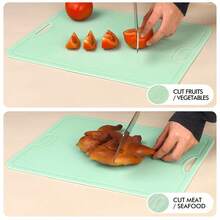 1pcFood-Grade TPU Cutting Board, Mildew-Proof Double-Sided Cutting Board With Hanging Holes, Separate Raw And Cooked Kitchen Preparation Board, Special For Cutting Fruits, Vegetables And Meat, Easy To Clean With One Flush, And Odor-Free Househol - 1pc Green - View 10