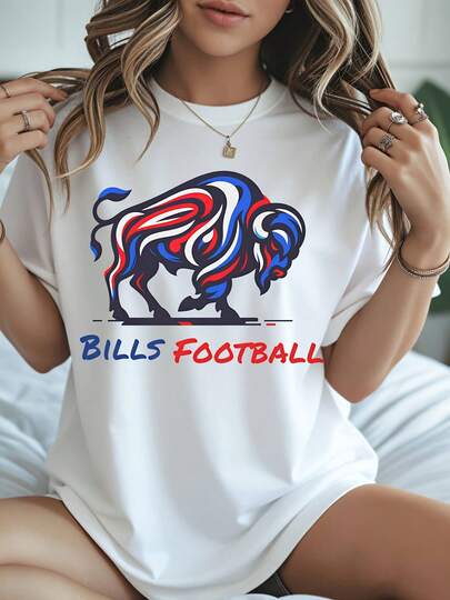 Bills Football T-Shirt, Retro Buffalo Graphic Tee, Team Fan Apparel, Casual Summer Top, Game Day Gift For Men Women