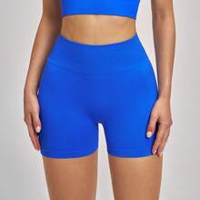 Women's Knitted High Elasticity Sports Shorts, Butt-Lifting Design, Perfect For Sports And Exercise - Blue - View 3