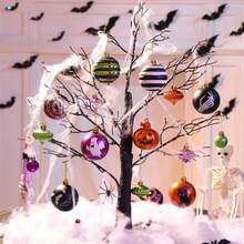 Halloween Hand Painted Ornament Balls Box Pack, Skeleton Hand Ghost Pumpkin Bat Printed Round Baubles, Multiple Irregular Special-Shaped Hanging Balls, Decor For Christmas Tree Party Window Home - View 4