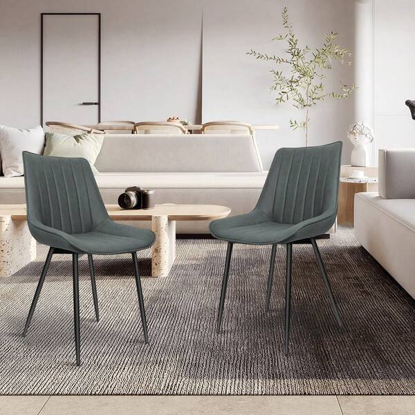 Set Of Two Vertically Striped Dining Chairs – Kitchen Chairs – Salon Chairs – Technical Fabric – Non-Slip – Easy Assembly – Simple Style – Maximum Load Capacity: 120 Kg
