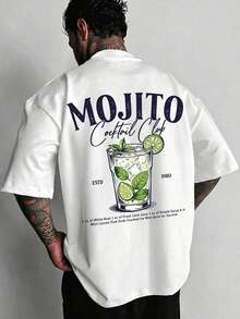Camiseta de manga corta de cuello redondo con estampado gráfico casual para hombre, verano - Blanco - Ver 11