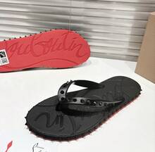 CL Explosion Red Rivet Sole Non-Slip Flat Heel Clip Foot Beach Sandals Outdoor Couples - 黑色 - 查看 7