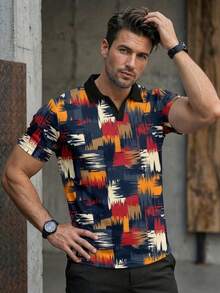 Polo Rajut Lengan Pendek Kerah Pesawat, Model Fashion Musim Panas - MultiWarna - View 1