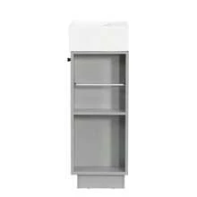 55 Cm Freestanding Bathroom Vanity With Ribbed Wood-Look Finish, High-Quality Ceramic Sink, Removable Toilet Paper Holder, And Thoughtful Storage – Without Faucet, Grey - 灰色 - 查看 9