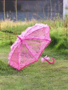 1 قطعة مظلة عروس سوداء من الدانتيل الأوروبي الرومانسي على طراز الأميرة، مناسبة للزفاف والمهرجانات والحفلات وإكسسوار للرقص - متعدد الألوان - مشاهدة 10