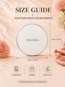 Tom Ford TF White Round Mirror, 7cm Diameter, Compact And Smooth Double-Sided Mirror, Portable For Storage, Perfect For Daily Touch-Ups, Travel, And Gifting - White - View 11