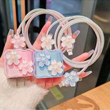 1 Set Wavy 3D Cherry Blossom Charger Protective Case, 3D Floral Data Cable Protector, Compatible With Apple 18W/20W PD Fast Charging, Ideal Gift Choice, Niche Gentle Spring/Summer Gift For Girlfriend - Multicolor - View 5