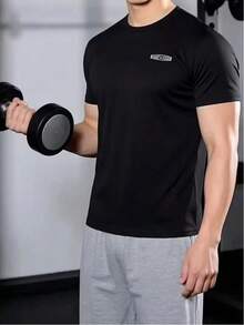 Skechers Kaos Pria Lengan Pendek Kerah Bulat Longgar, Atasan Olahraga Serbaguna untuk Lari dan Perjalanan - Hitam - View 3