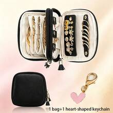 Portable Mini Travel Jewelry Bag, Multi Zone Small Jewelry Storage Bag, Tassel Zipper Design, PU Wear-Resistant Leather, Can Store Rings, Earrings, Necklaces, Bracelets, Small And Portable, Dual-Use For Daily Travel - View 9