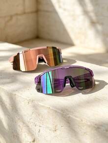 1pc/2pcs Women's Outdoor Cycling Beach Vacation Sun Protection Windproof Sports Fashion Eyeglasses - Gradient Color - Combination a - View 11