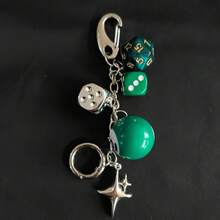 1pc Unisex Fashionable Lucky Dice Keychain, New Multi-Sided Dice Pool Ball Phone Case Bag Car Key Chain Pendant Car Accessories Bag Charm - Multicolor - View 9