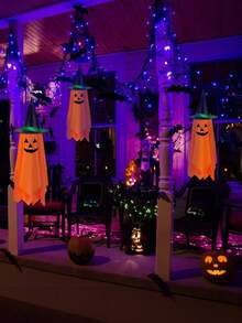 Halloween Hanging Pumpkin Decor - Set Of Hanging Pumpkin And Ghost Decorations, Spooky And Scary Pumpkin Ghost Decor, Suitable For Indoor And Outdoor Hanging Decorations For Garden, Yard, Window, Entrance - View 9
