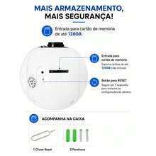 Câmera De Segurança ip 360, FULL HD , Wifi, Full HD, Lentes Duplas, Visão Noturna, Microfone, cartão memoria até 128gb - Branco - Visão 4