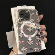 [24h Shipping From DE/FR/ES]Apple 11- 17 Phone Case - Leopard Print Case, Heart Bow, Supports Wireless Charging, Shockproof, Soft Magnetic Skin-Friendly Case, Suitable For IPhone 16 Pro Max, 15, 14 Plus, 13, 12, 11, Protective Case, Christmas Gift, New Year's Gift, Easter Gift - Clear - View 5