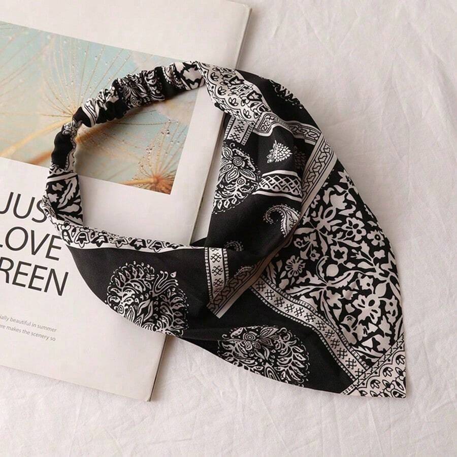 1pc Women's Paisley Print Double Layer Twisted Headscarf, Soft Style Headwrap, Versatile Daily Casual Wear - Multicolor - View 1