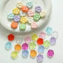 20pcs Colorful AB Solid Color Small Flower DIY Transparent Straight Hole Phone Chain Bead Material Phone Case Patch Accessories - Multicolor - View 13