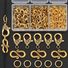 200pcs/230pcs DIY Zinc Alloy Jewelry Clasp Parts Set, Includes Water Drop Pattern Lobster Clasp, Embossed S-Shaped Hook, Jump Rings, Suitable For Handmade Braided DIY Bracelets, Necklaces, Anklets End Connectors, Pendant Chain End Clasps, Open Connector Rings, Bag Charms, DIY Jewelry Making Accessories Materials - Lobster Claw Clasp & S-hook & Jump Ring - View 9