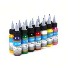 14 Colors Tattoo Ink - Bright Neon Yellow - The Purest Yellow With The Highest Brightness - Ideal For Highlighting And Customizing Tones - Tattoo Supplies - Multicolor - View 1