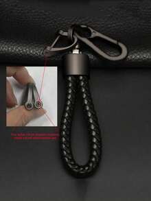 1pc Minimalist Car Keychain - Black - View 6