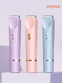 JMMO 二合一電動刮鬍刀，男女通用，乾濕兩用比基尼修剪器，USB充電式400mAh防水刮鬍刀，雙刀頭陶瓷刀片，便攜式無痛除毛器，適用於臉部、腿部、腋下和私處毛髮，女士及女孩禮物 - 彩色 - 查看 2