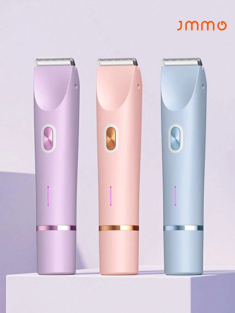 JMMO 二合一電動刮鬍刀，男女通用，乾濕兩用比基尼修剪器，USB充電式400mAh防水刮鬍刀，雙刀頭陶瓷刀片，便攜式無痛除毛器，適用於臉部、腿部、腋下和私處毛髮，女士及女孩禮物
