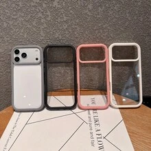 4件組 [粉色+白色+黑色+灰色] 加厚硬殼粉色邊框透明背蓋手機殼，適用於 iPhone 17 Pro Max/17 Pro/17/16/16 Pro Max/16 Pro/15/15 Pro Max/15 Pro/14 Pro Max/14 Pro/14 Pro Max/13/13 Pro/13 Pro Max/12 Pro Max/12/12 Pro/11，防摔保護 2.0 厚度，硬殼 - 4個裝[粉紅色+白色+灰色+黑色] - 查看 29