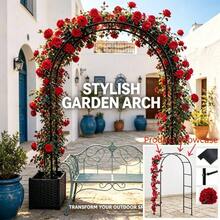 1pc Sturdy Outdoor Metal Garden Archway, Minimalist Curved Frame Without Mesh Design, Suitable For All Seasons Decoration - Spring Vines & Flowers, Autumn Fallen Leaves, Winter Snow Scenes, Wedding Yard Entrance Arch, Easy Assembly Climbing Plant Support - All-season - View 11
