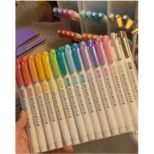 15pcs Double Ended Highlighters 17*14cm Dual Tip Mild Color Highlighter Fluorescent Marker Pen For Coloring Underlining Highlighting Broad And Fine Tips Back To School - Multi-color - View 6