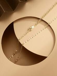 LEKANI S925 Sterling Silver Necklace 1pc Lip Pendant Necklace Shimmering Simple Chain Minimalist Niche Design Exquisite Gift For Girlfriend Best Friend Daily Layering Collarbone Necklace - Gold - View 5