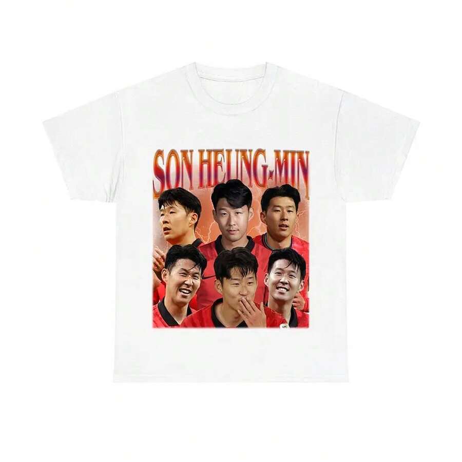 Camiseta Unisex de Son Heung-min, Sudadera Divertida de Fútbol con Cuello Redondo - Blanco - Ver 1