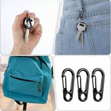 20PCS Heavy-Duty Spring Hooks - Safety Lock Keychain With Loop For Camping, Keys, Tools, Outdoor Gear - Durable Construction - Fits Backpacks, Belts, Camping Accessories, Compact Design, Sturdy Build, Tool Clip, Detector - Black - View 4