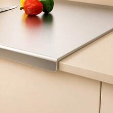1pc Stainless Steel Edge Cutting Board, Metal Cutting Board, Suitable For Kitchen Countertop, Rust-Proof Kneading Board, Suitable For Dough, Meat, Vegetables, Fruit, Bread, Food Preparation, Countertop Protection Mat - Multicolor - View 9