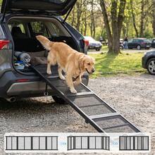 Compact 4-Fold Dog Ramp – Lightweight Portable Pet Stair For Beds, Sofas & Car Trunks | Non-Slip Surface, Easy Storage Design | Fits Most Dogs Comfortably | 180 Cm Length, Foldable For Travel And Home Use - Black - View 4