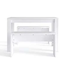 Compact Kitchen Dining Table Set – Wooden 3-Piece Dinette With 2 Matching Benches, Seats Up To 4, Space-Saving Design For Small Apartments, Dorms Or Studio Living Spaces - White - View 11